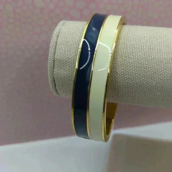 J. Crew Jewelry - J CREW Enamel Bangle bracelet cream gold navy